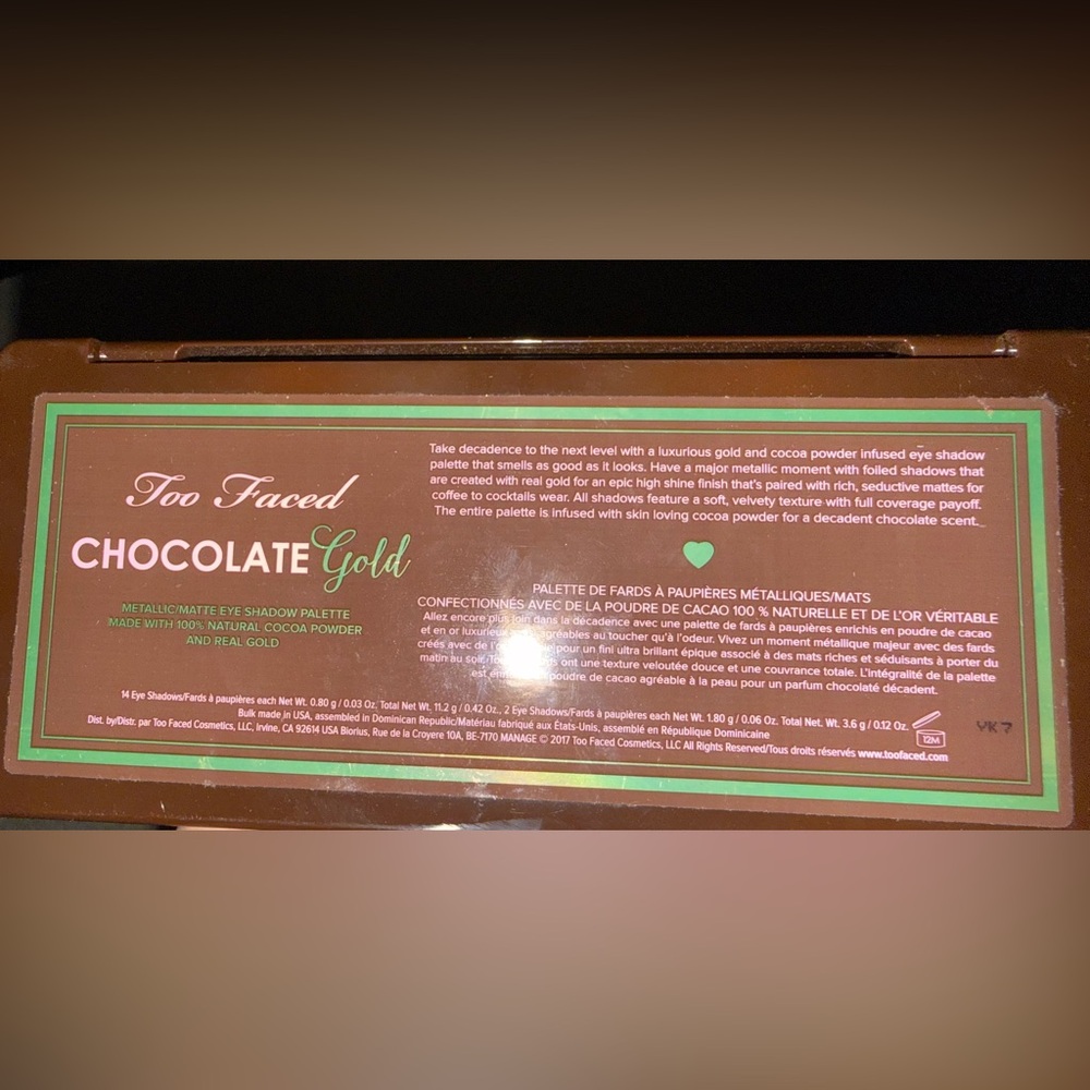 Too Faced Gold Chocolate Eyeshadow Palette - Christmas Limited Edition - Picture 2 of 3